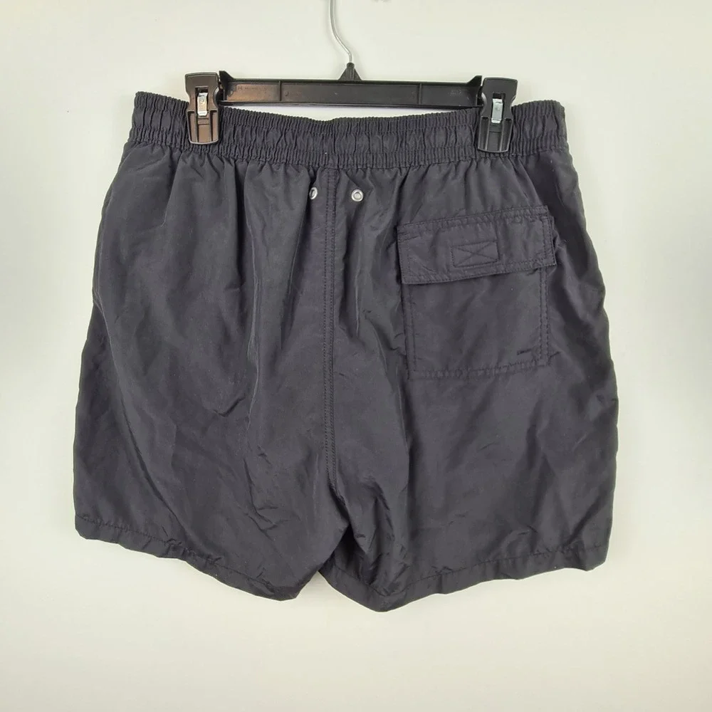 Polo Ralph Lauren Mens Black Swim Trunks Yellow Pony Logo Mesh Lined Large